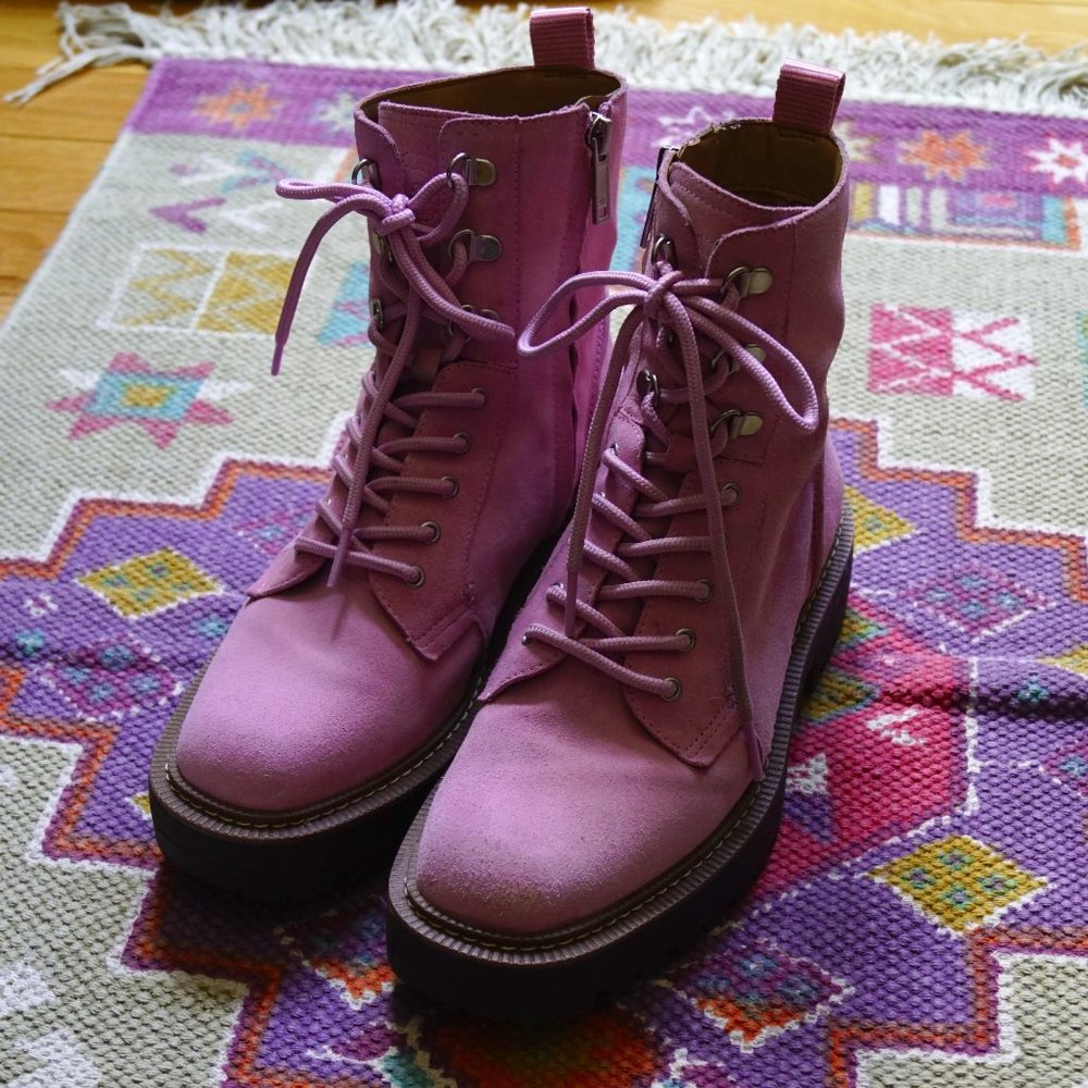 Sam Edelman Bubblegum Pink Zipper Combat Boots, Size 7.5